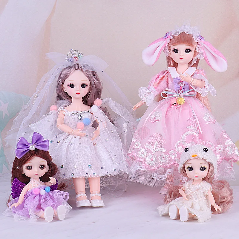 16cm/30cm/60cm BJD Doll Joints Movable 3D Eyes Jumpsuit Clothes Accessories Fashion Dress Up Doll Girl Play House DIY Toy Gifts gender reveal halter side maternity photography dresses jumpsuit photoshoot baby reveal gown pink blue boy or girl pregnancy