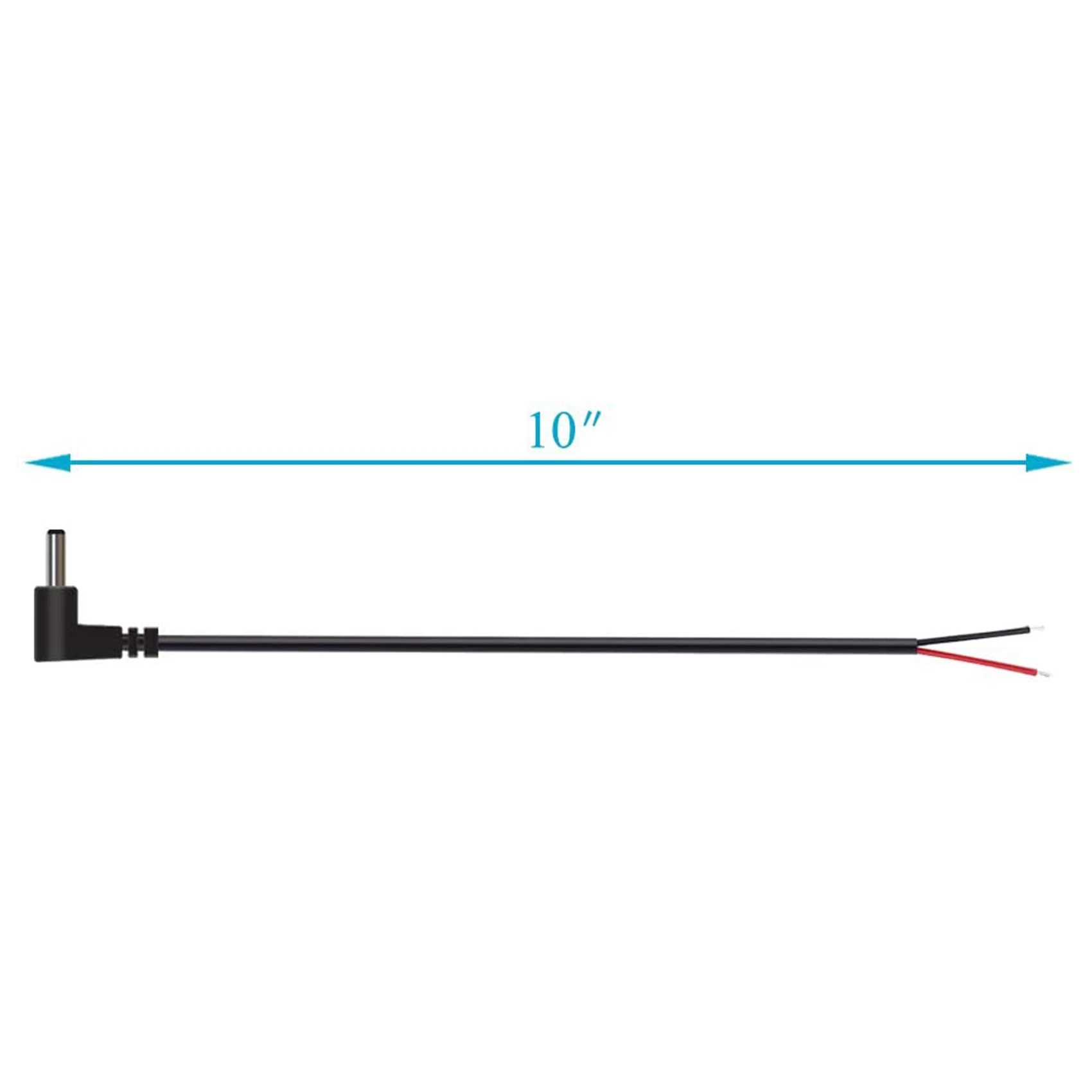 교체용 DC 전원 수 플러그 잭-베어 와이어 오픈 엔드 피그테일 전원, 3.5mm x 1.35mm, 90 도 직각, 10 팩