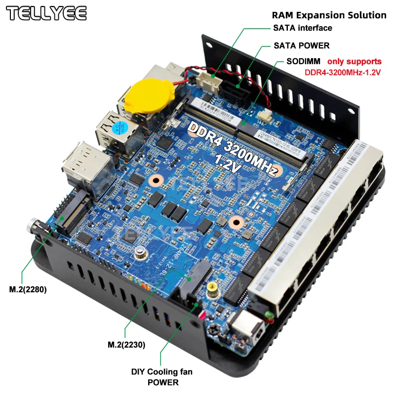 Intel N100 Soft Router 6 Lans i226-V 2.5G Fanless Mini PC COM HD DP USB Type-C pfSense Firewall Appliance OPNsense ESXi Computer 6