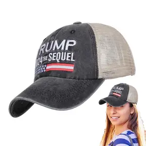 Trump Hat Breathable Adjustable American Campaign Hat Trump 2024 The Sequel USA Flag Embroidered Hat For Outdoors