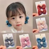 2pcs/Set Children Ribbon Bowknot Hair Clips Non Slip Alligator Barrettes Toddler Girls Sides Bangs Hairpins Cute Daily Headwear