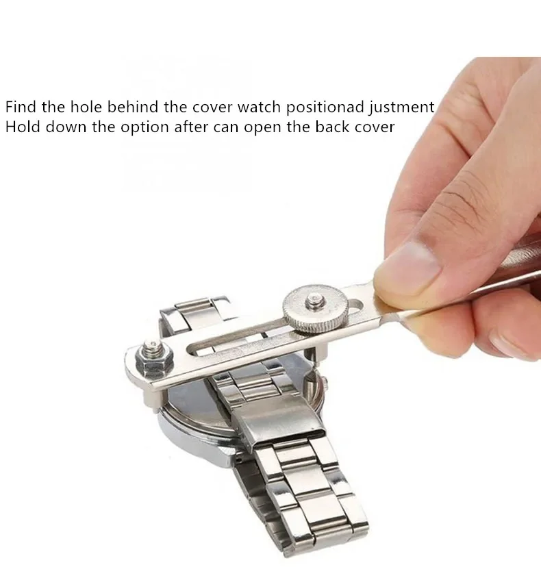 Watch Back Case Opener Adjustable Press Closer Remover Repair Stainless Steel Two-jaw Spanner