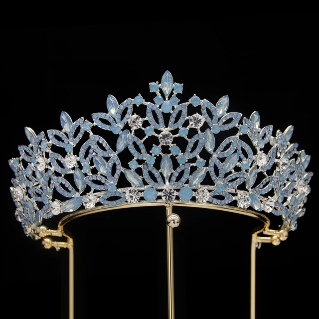 Barock blau Kristall Diademe und Kronen für Königin Braut Diadem