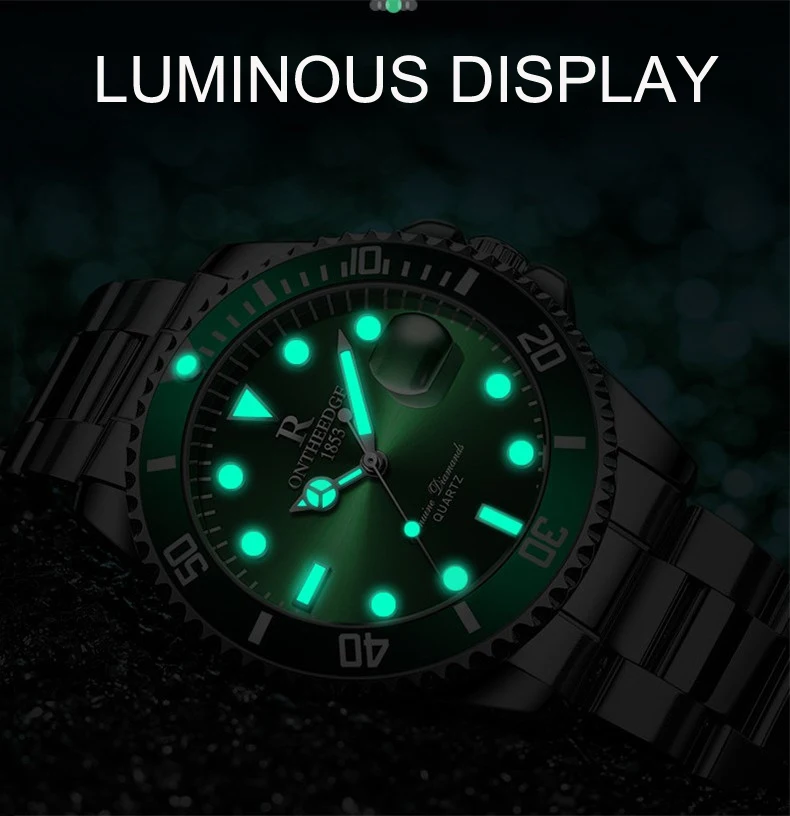 2022 New Mens Watches Top Brand Luxury Fashion Green Watch Men Luminous Waterproof Date Clock Sport Mens Quartz Wristwatch