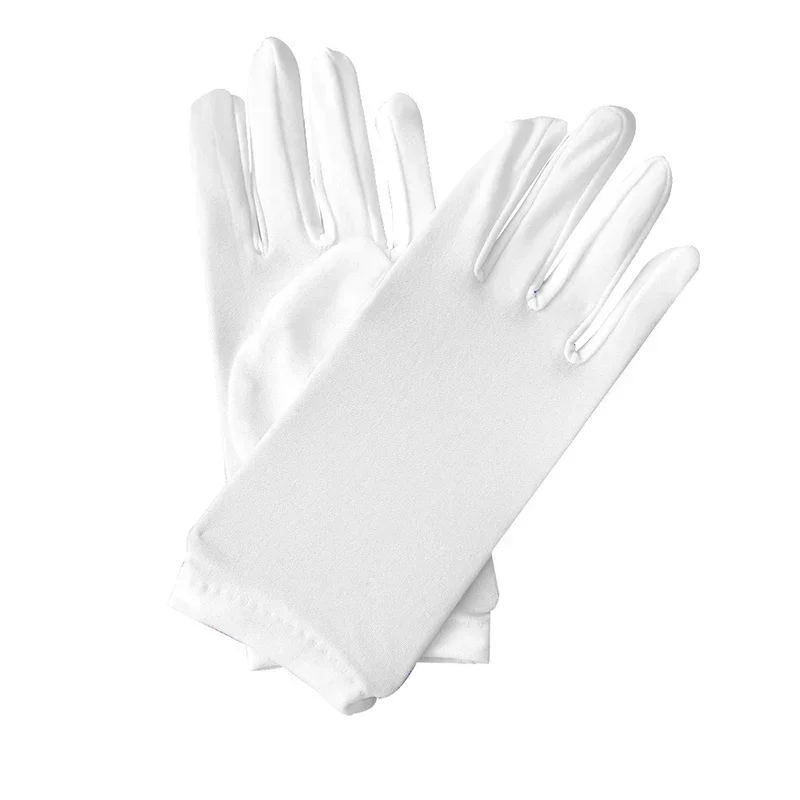 Party Etiquette Short Gloves Stretch Sun Protection Full Finger Mitten Black Spandex Silk Elastic Driving Gloves for Men Women male gloves,sunscreen gloves,full finger gloves,etiquette gloves