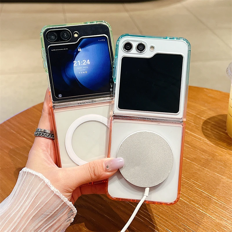Gradient Transparent Magnetic Shockproof Case with Hard Acrylic Cover