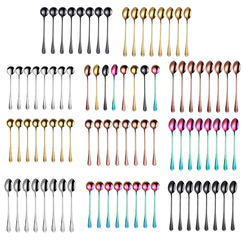 

Pack of 8 Kitchen Spoons Stainless Steel Stirring Spoons Coffee Spoon Dessert Spoons Mixing Spoons Practical Utensils