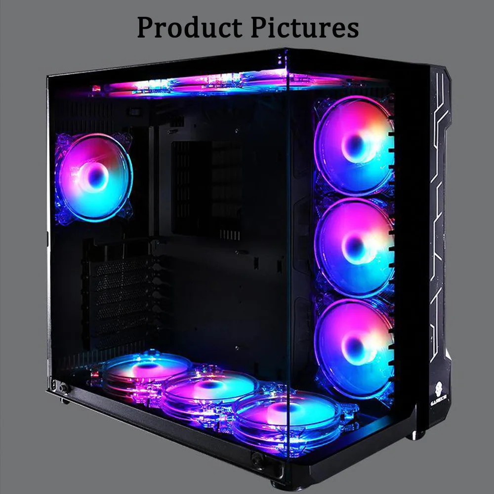 120mm 4Pin RGB Crystal Cooling Fans 12CM Colorful Case Fan LED Light Heat Dissipation Computer Fan Cooler Radiator