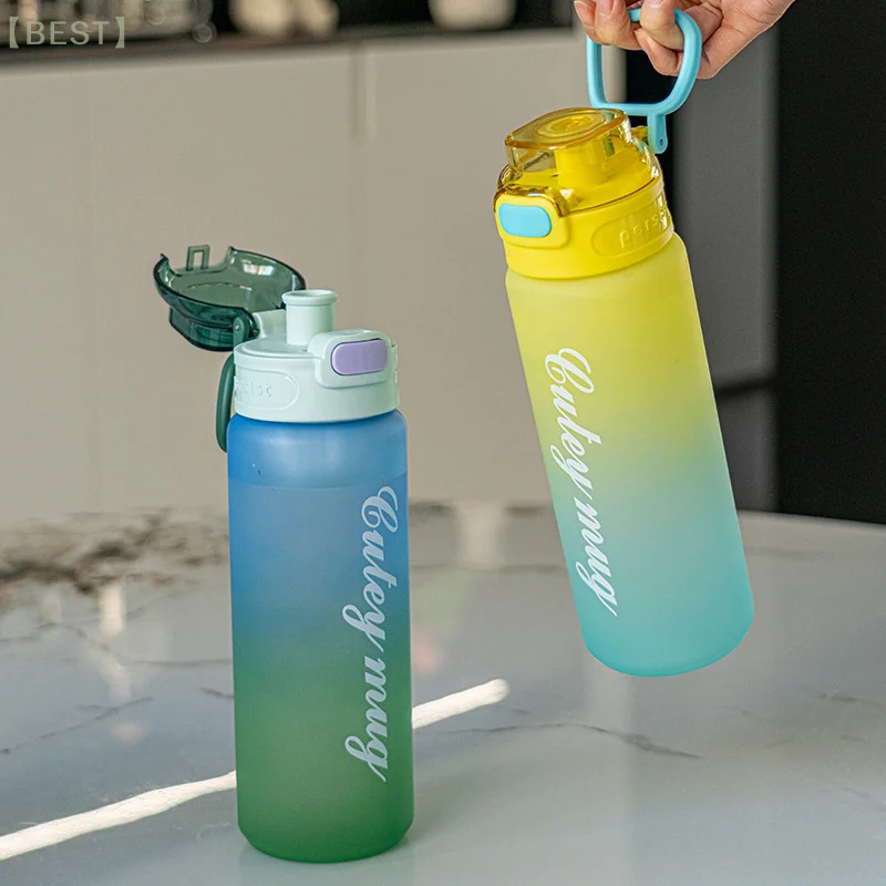 1000ML Water Bottle Large-Capacity Fitness Bottle Boys Summer Portable High-Temperature Gradient Water Fall Sports Cup