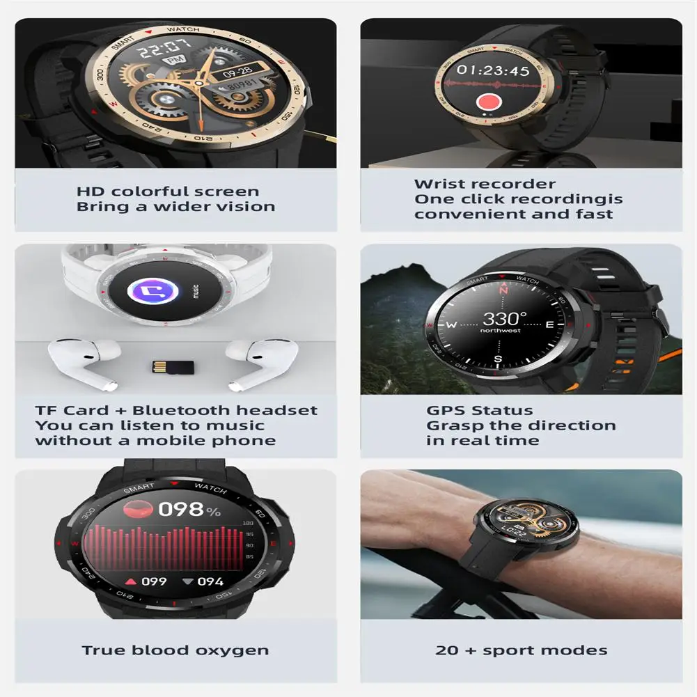 Mt12 Intelligent Watch Electronic Compass 8g Music Memory Recording Bluetooth-compatible Calling Sports Monitoring Bracelet