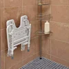 Foldable Shower Chair Bench Wall Mount Space Saving Seat 16x16 Inches White Adjustable Legs FSA HSA Eligible Aluminum 250lb 6