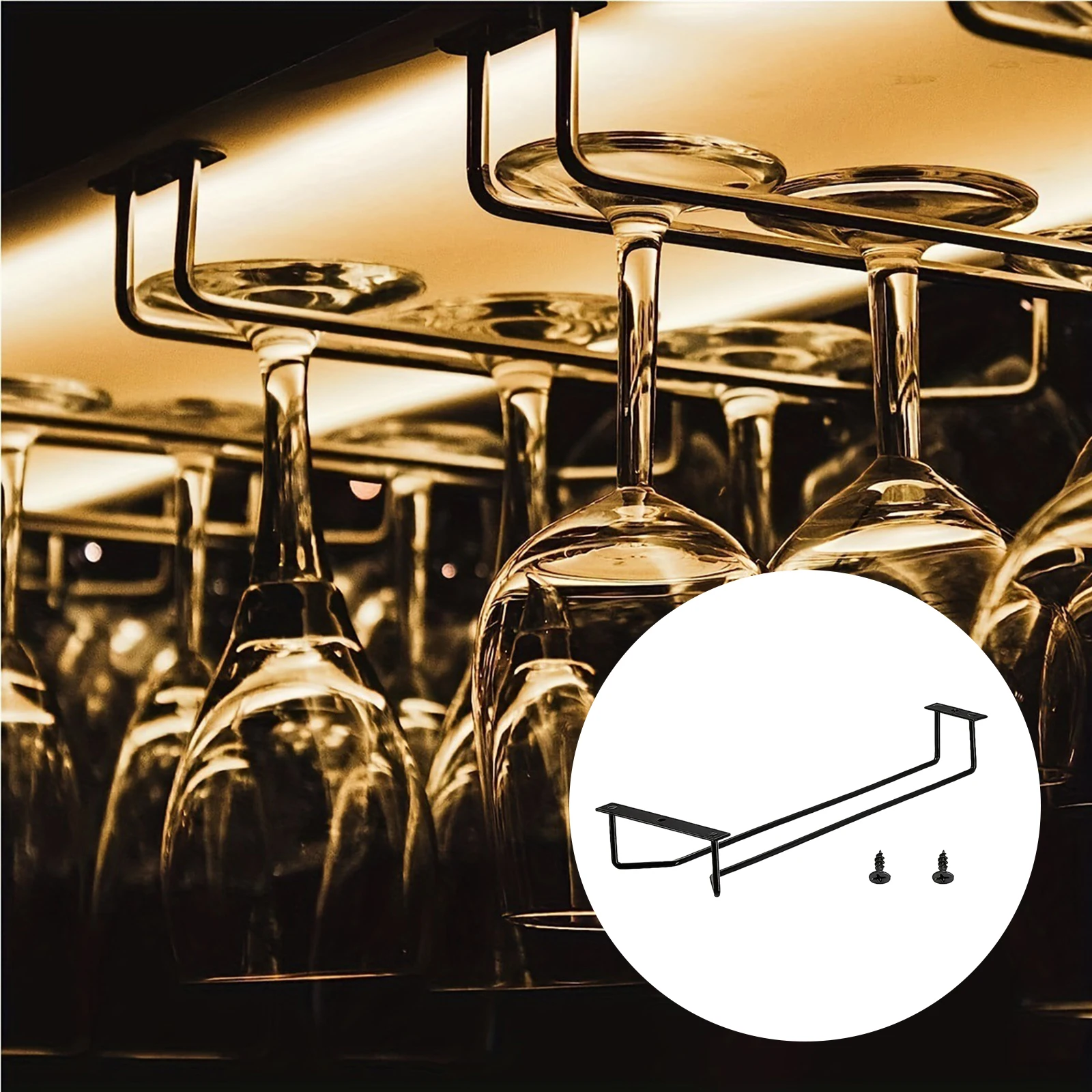 Under Cabinet Wine Glass Holder Drurable Iron Wine Glass Display Cup Rack Stemware Shelf for Household Bars Cabinet Party