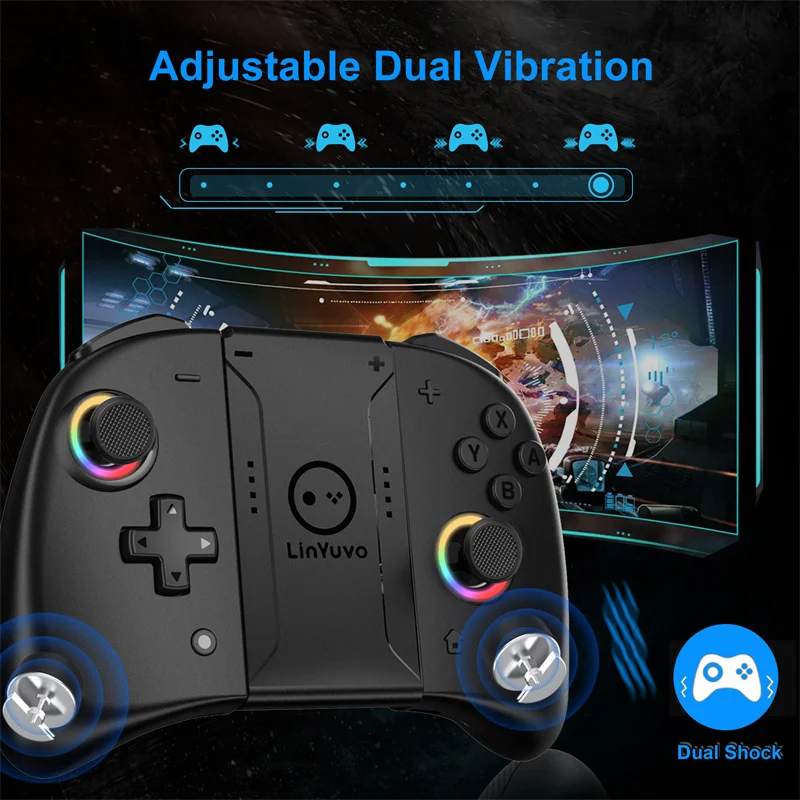 

LinYuvo KS53 Wireless Controller for Switch NS Joypad Game Handle Grip Left&Right Joystick Bluetooth Gamepad with wake-up