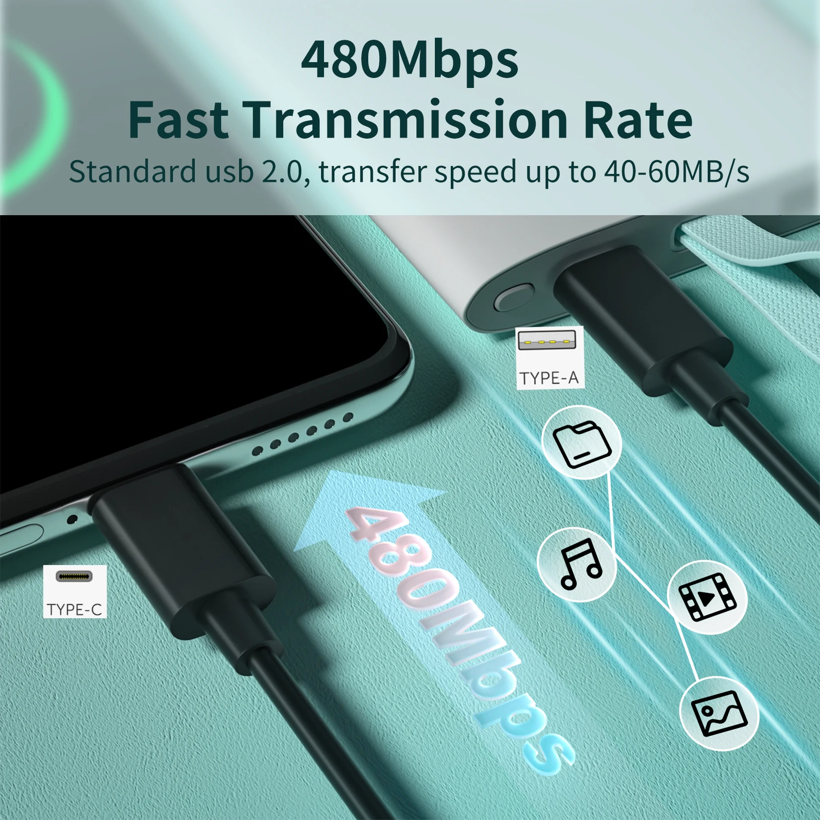 Fast Charging USB-C Cable for Wireless Headphones and Devices