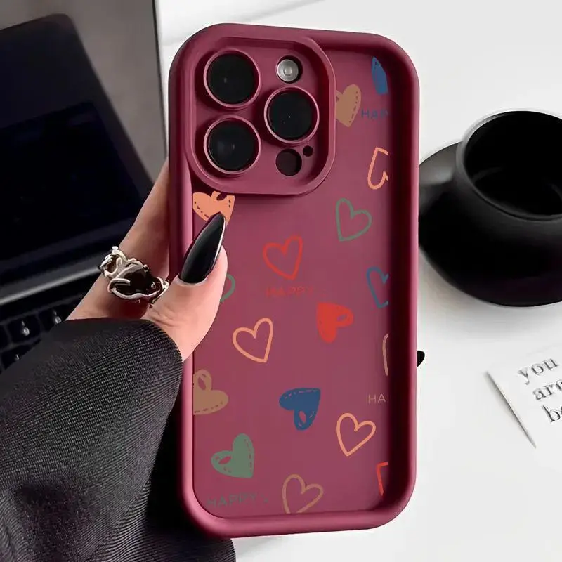 Fashion Love Heart Soft Plating Silicone Cellphone Case