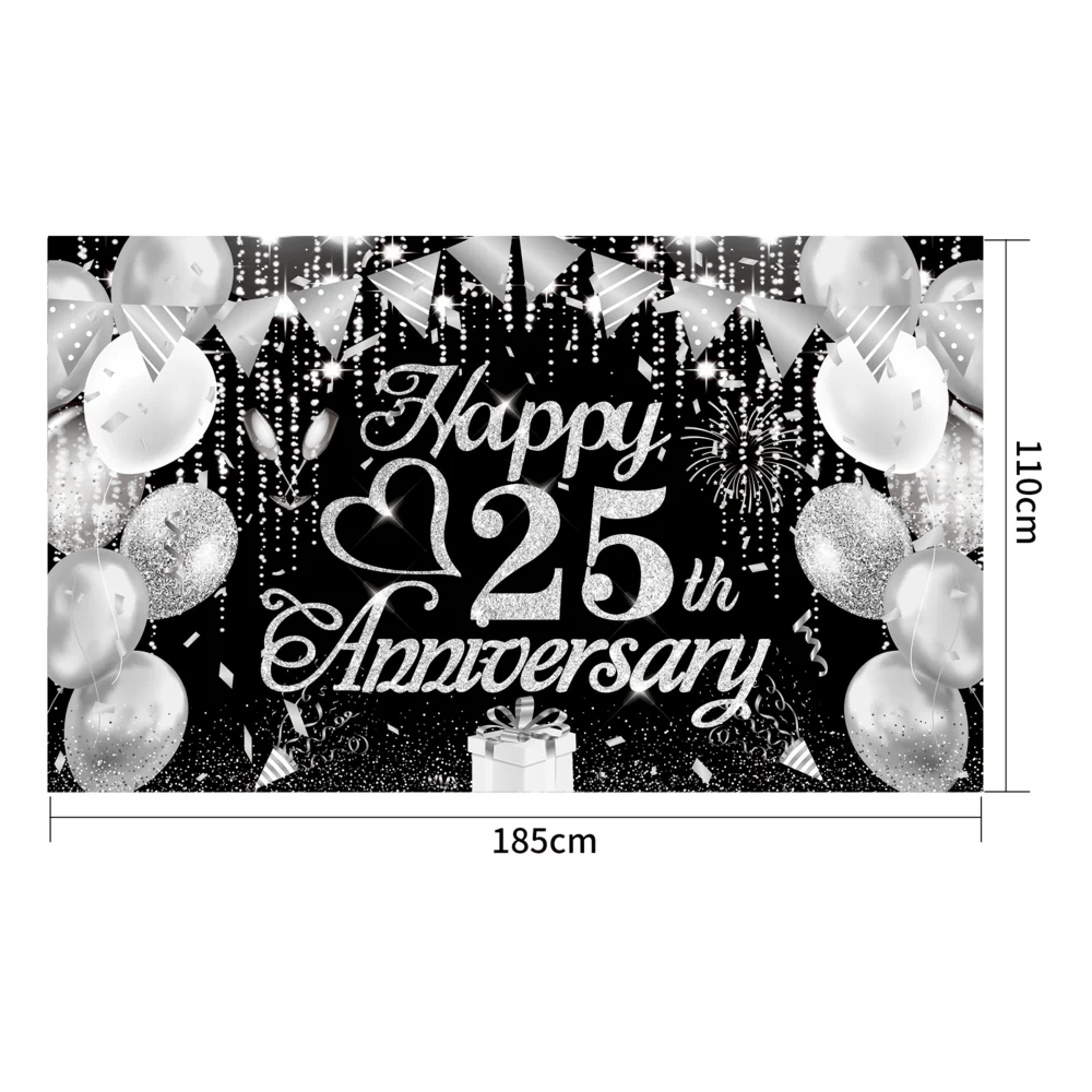 �Happy 25-50th Anniversary“-Banner „Cheers to 50 Years“-Party-Dekoration, Jubiläums-Schild-Banner für die 50. Jubiläums-Geburtstagsfeier – Detail 7