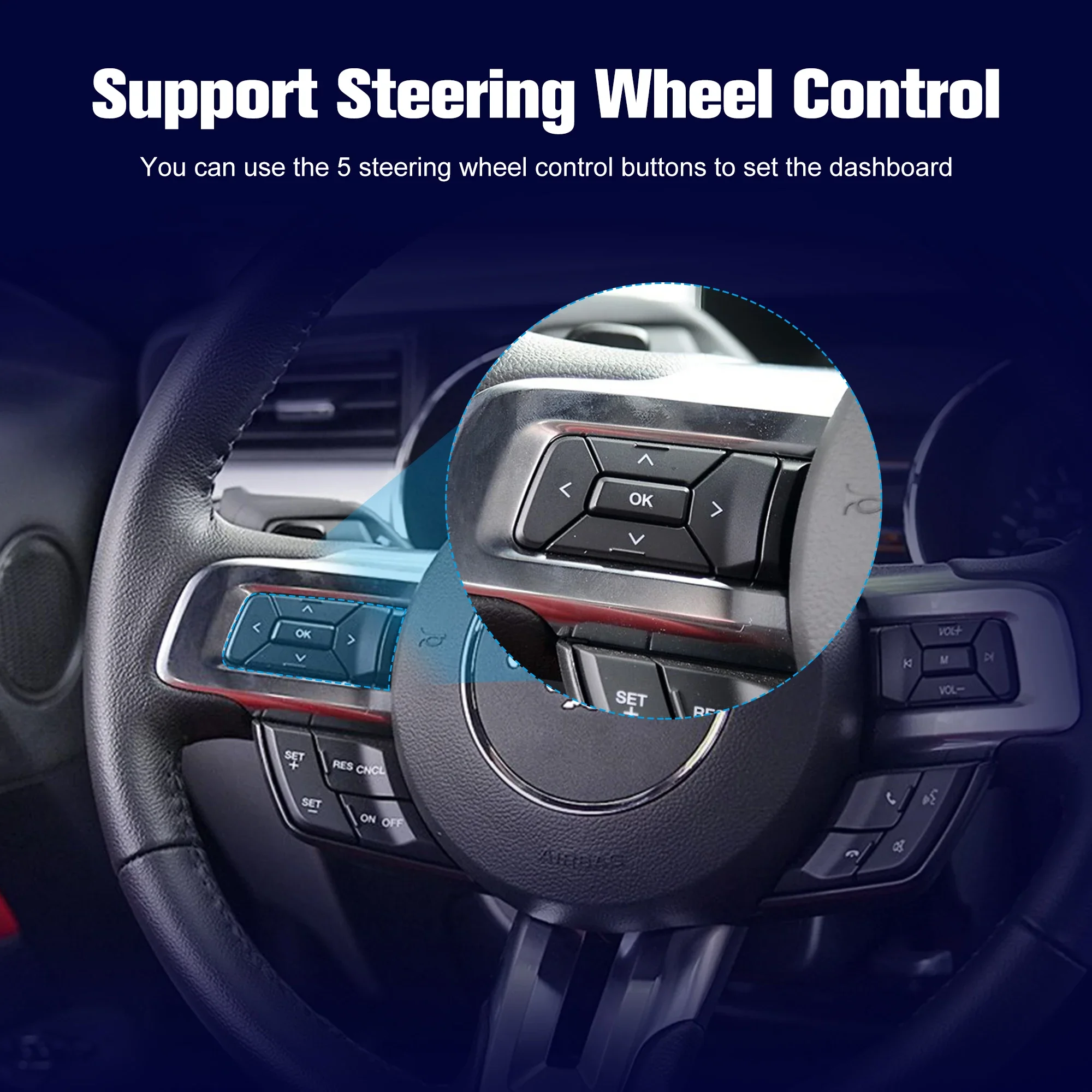 Pantalla LCD de 12,3" para el tablero de instrumentos del Ford Mustang 2015-2021: odómetro, velocímetro, cabina virtual, panel de instrumentos digital y CarPlay. 3
