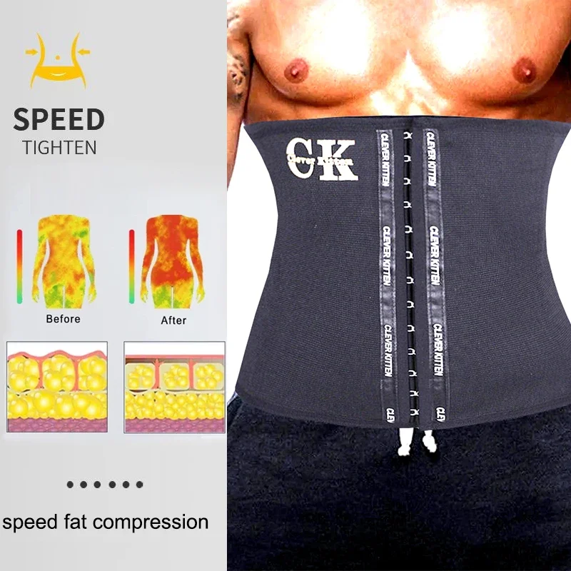 AfruliA Men Modeling Strap Slimming Waist Trainer Tummy Control Belt Body Shaper Sports Brace Abdomen Band Compression Shapewear 3