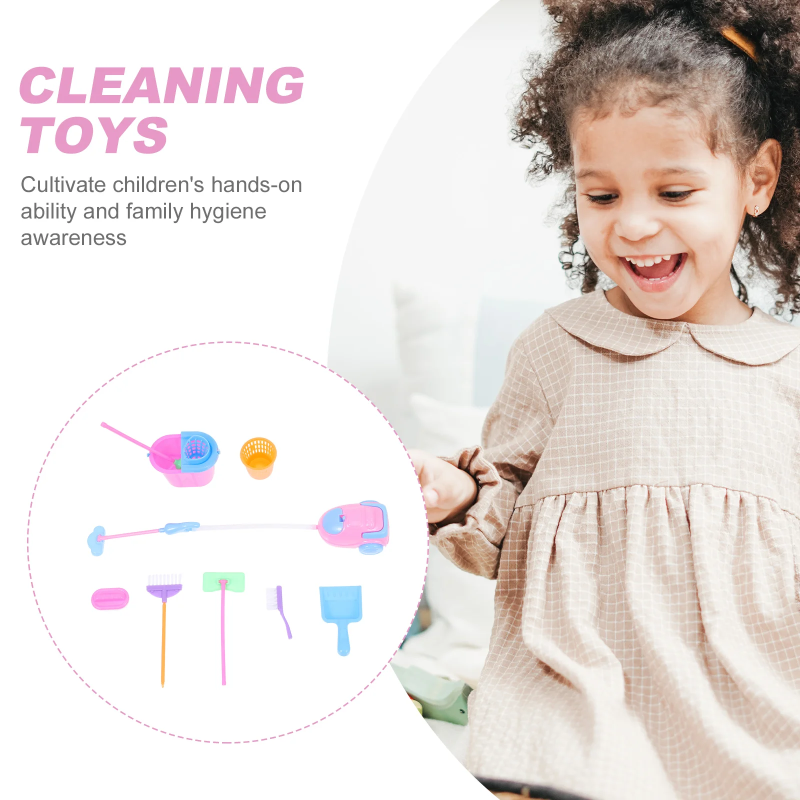 Mini House Cleaning Tools Kid Pretend Play Toy Housekeeping Tool Cleaning Broom Brush Washing House Cleaner For Children 4