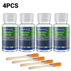 Clear Waterproof Insulating Varnish for Electronic Circuit Board Protection with Fast - Dry Formula and Application Brush (4PCS)