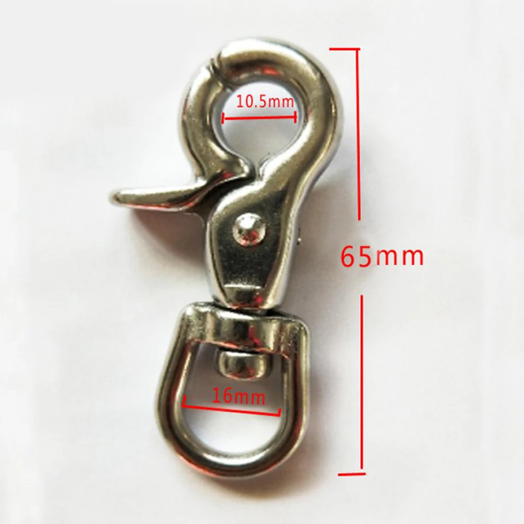 Diving Clip 65mm 304 Stainless Steel Spring Snap Clip Swivel Lobster Clasp Hook