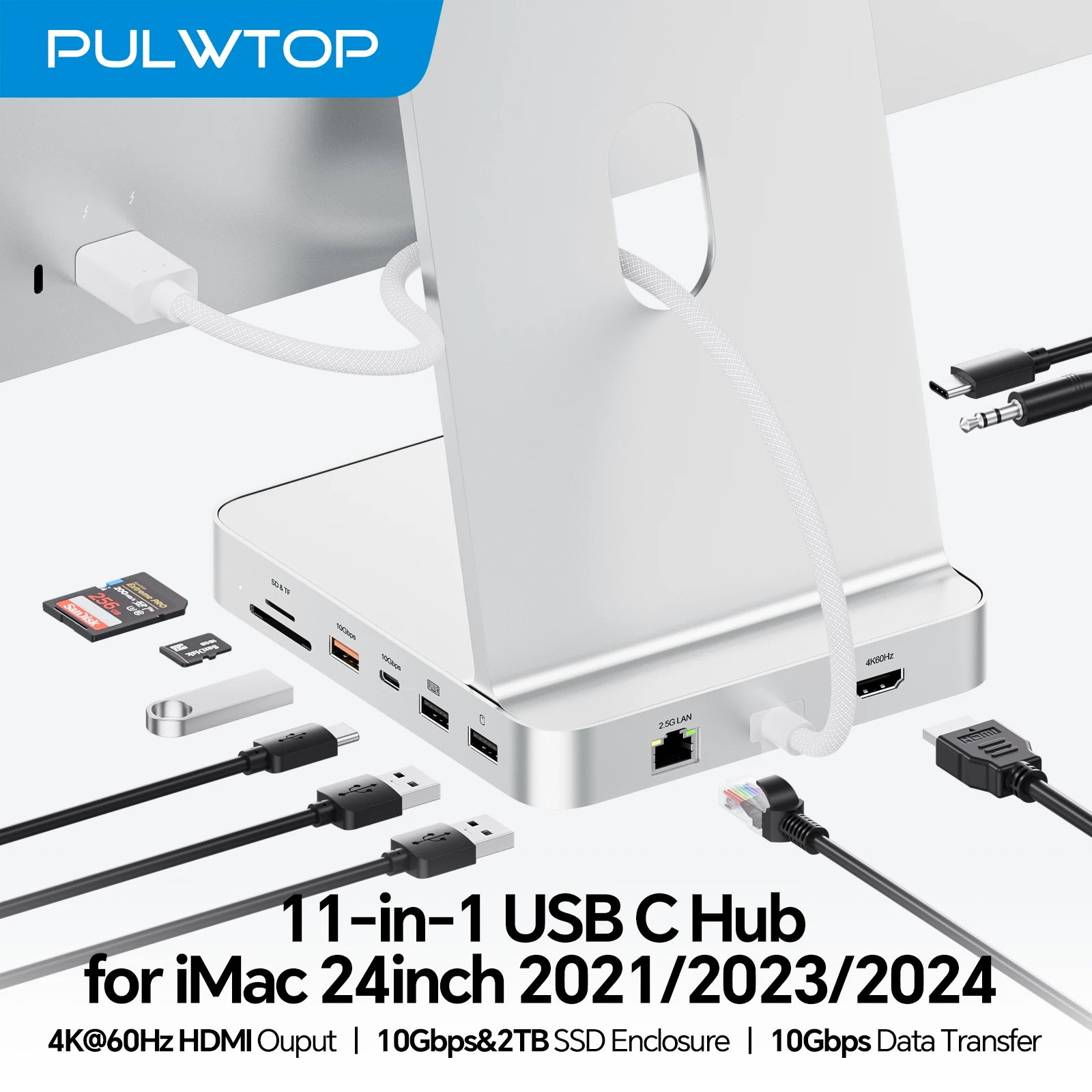 PULWTOP Upgraded 11 In 1 USB C Hub For IMac 24 Inch USB Hub - View #4