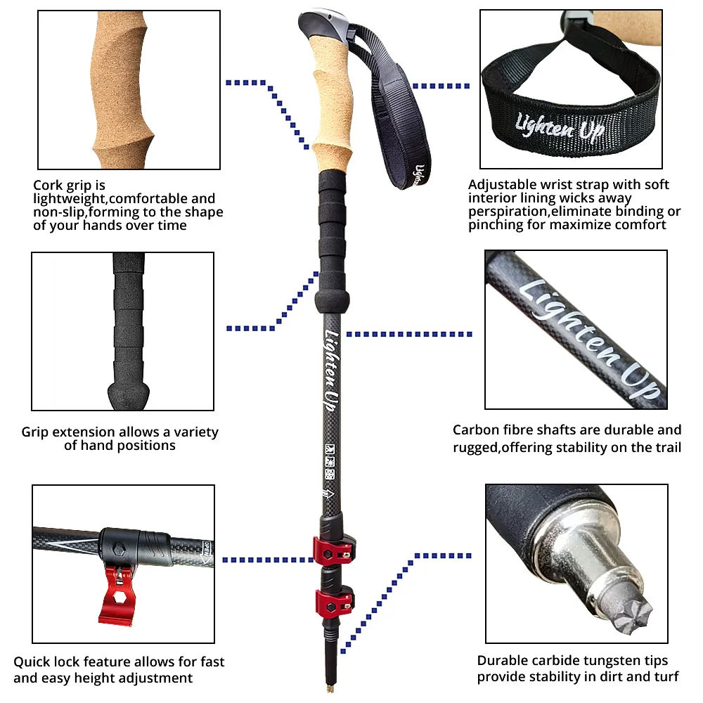 Lighten Up 2pcs Trekking Pole Nordic Walking Poles Telescopic Alpenstock Aluminum Alloy Shooting Walking Stick Crutch Senderismo 3