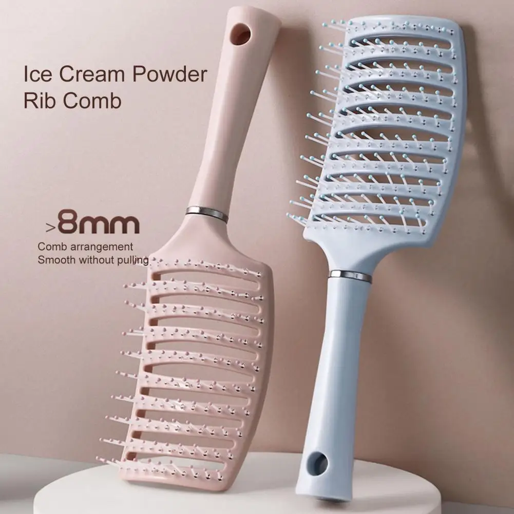 Rib Comb Anti-static 110 Teeth Curved Design Hanging Hole Scalp Massage Brush Long Handle Long Hair Massage Comb Salon Supplies muxiang classic briar tobacco pipe curved handle long tobacco pipe acrylic pipe handle father s christmas gift reading pipe