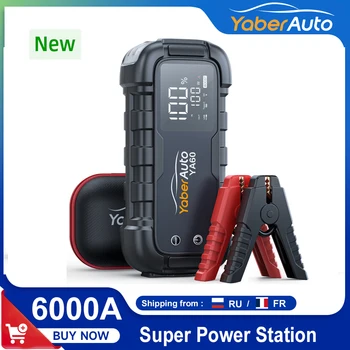 6000A Jump Starter 150W DC Caricabatteria per auto 3.3 Schermo LED 600 lumen Torcia elettrica Caricabatteria Dispositivo di avviamento eccellente