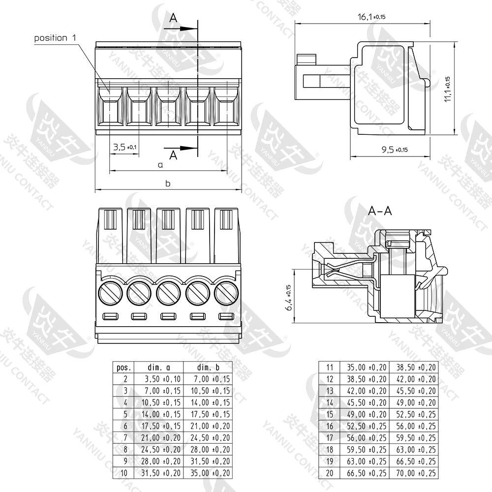 Description Picture 3 of item3.5mm Original Genuine Phoenix Contact Connector PCB Pluggable PLUG-IN Terminal Block Socket 2 Pin MC 1.5 ST 3.5 1840366 8A 160V