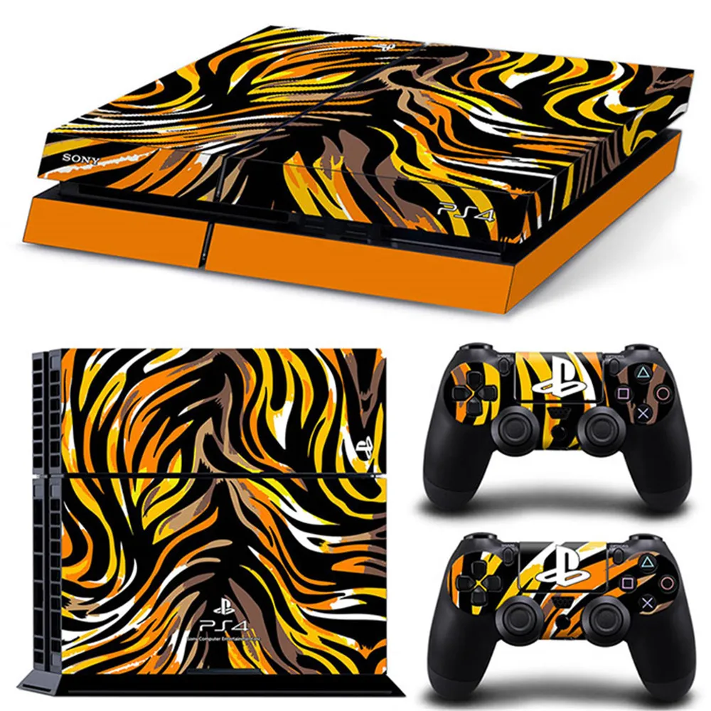 Leopard Print Customized PS4 Vinyl Skin Console Cover Sticker with 2 Controller Gamepad Skin ...
