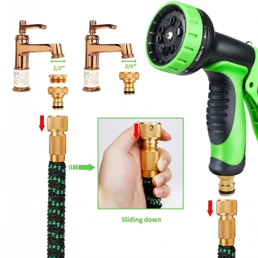 Garden Water Hose Expandable Magic Water Pipes Double Metal Connector Pvc Reel for Garden Farm Irrigation Car Wash