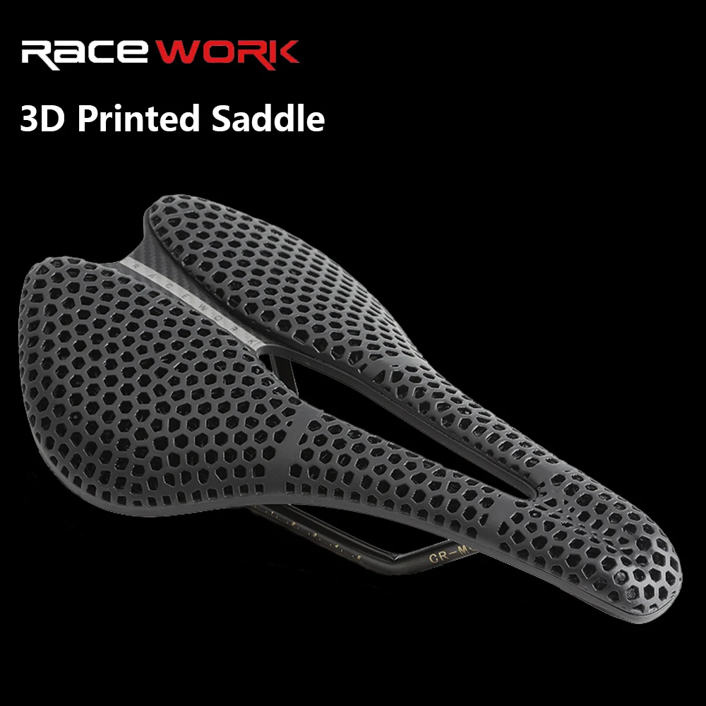 RACEWORK S5060 3D Printing Bicycle Saddle Hollow Seat Comfortable Breathable