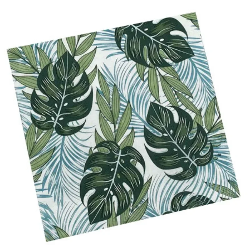 Colourful Printed Napkins 2 Layers of Green Leaves Square Paper Napkins Disposable Decorative Table Setting Coffee Shop
