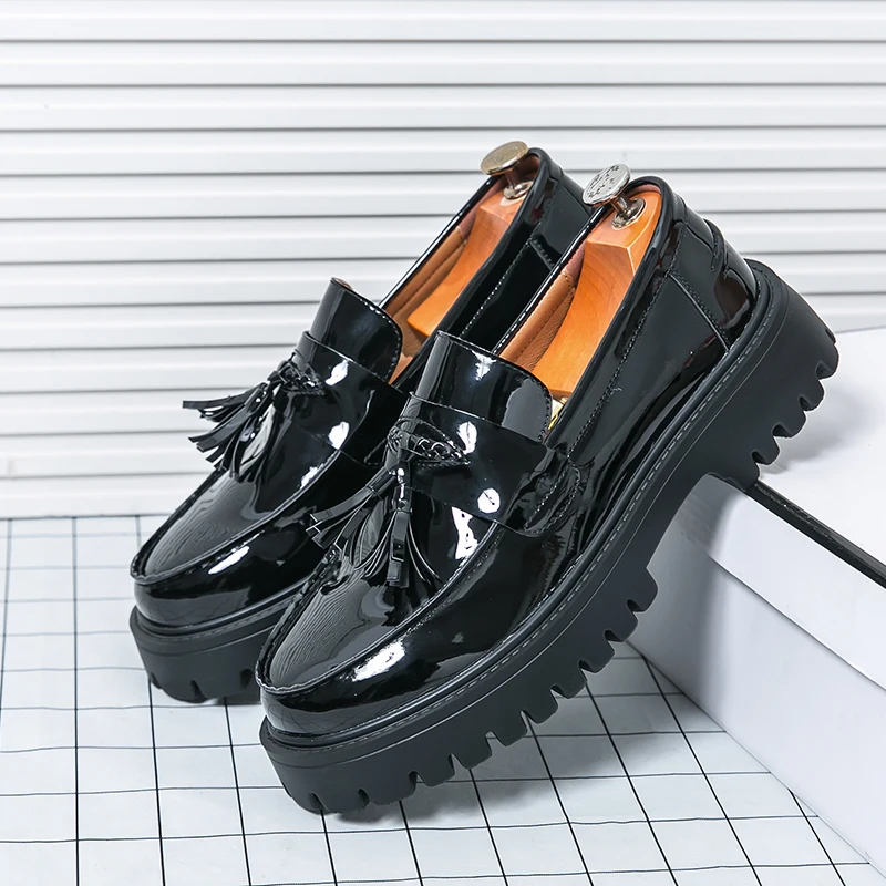 Casual Shoes Mens Comfortable Driving Loafers Light Moccasins Men Fashion Sequins Bling Party Wedding Black Dress Flats Tassel 6