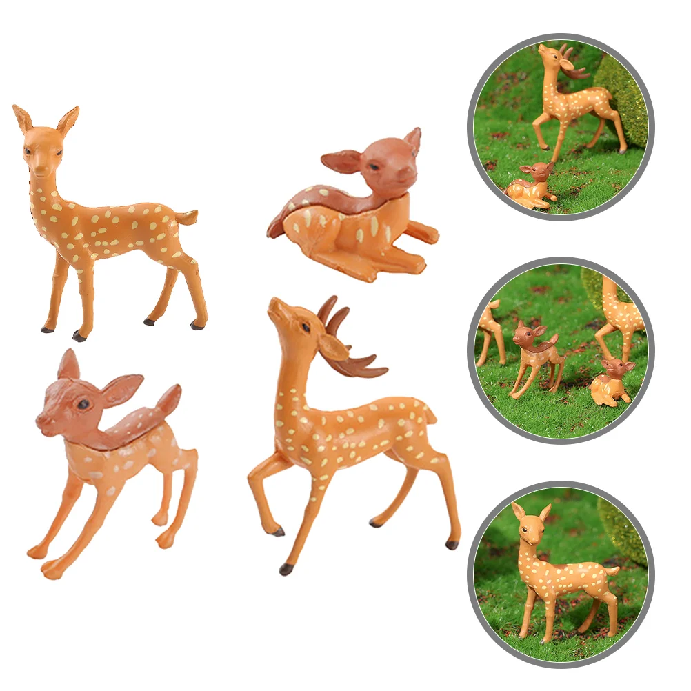 

4 Pcs Wildlife Creatures Figurine Ornament Animal Themed Birthday Decorations Sculpture
