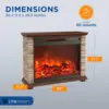 LifePro 1500Watt Electric Infrared Quartz Fireplace Heater for Indoor Use with 3Heating Elements and Remote Faux Stone &Oak Wood 3