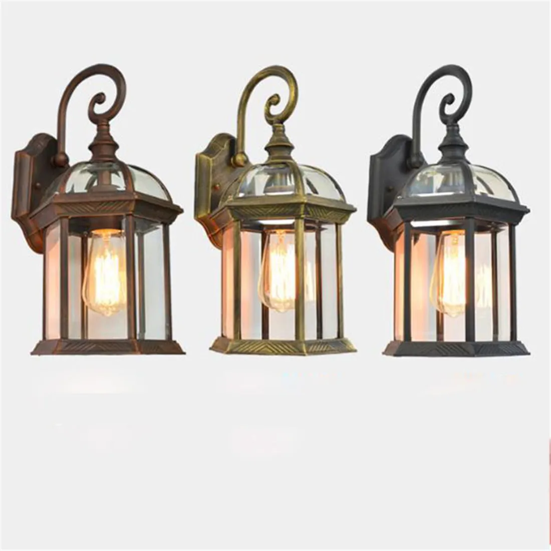 Rustic Waterproof Outdoor Wall Lamp,Antique Outdoor Garden Lamps,European Retro Balcony Aisle Lighting Bronze Black Porch Lamp st64 4w 6w 8w edison led filament bulb lamp vintage antique retro edison bombillas ampoule replace incandescent light