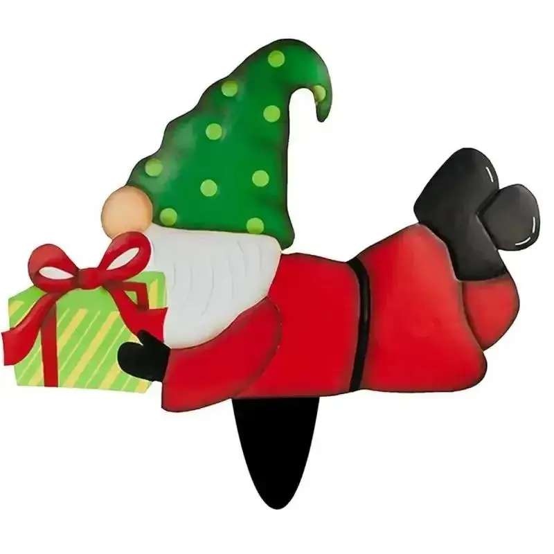 Metal Christmas Gnome festive decoration sign 4