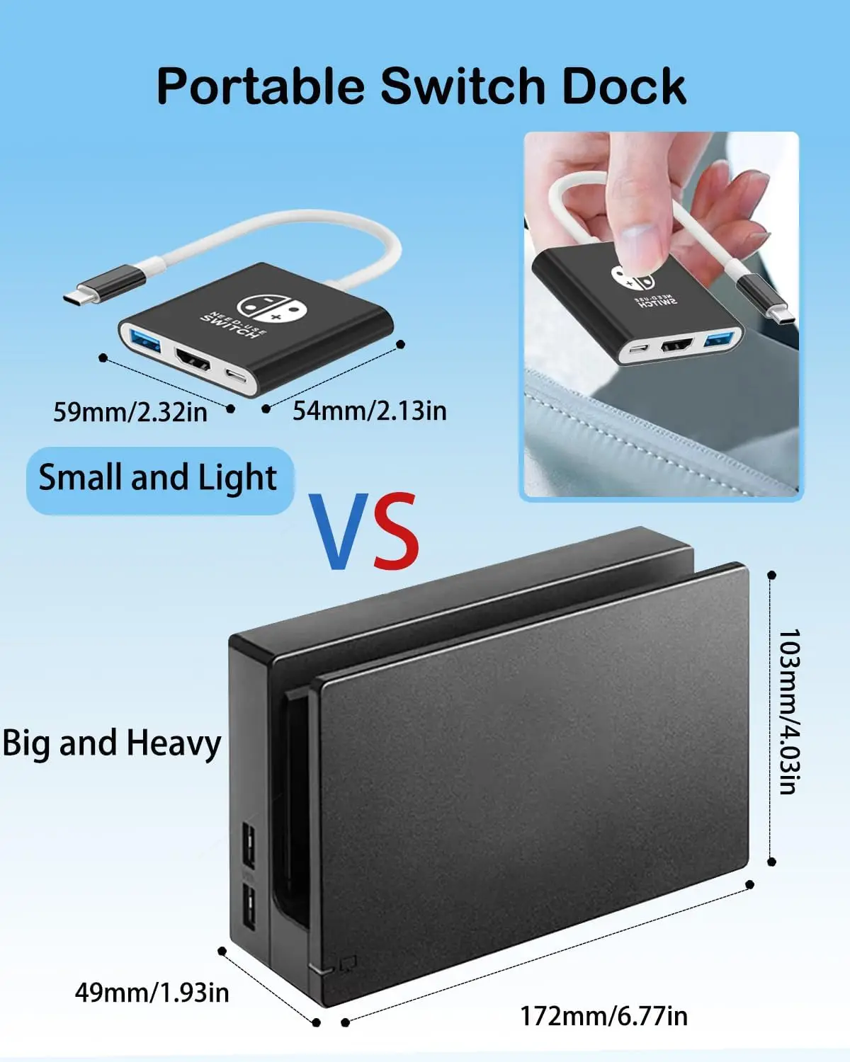 3 in 1 TV Docking Station TUTI adapter Switch station with HDMI USB 3.0 ports and charging port