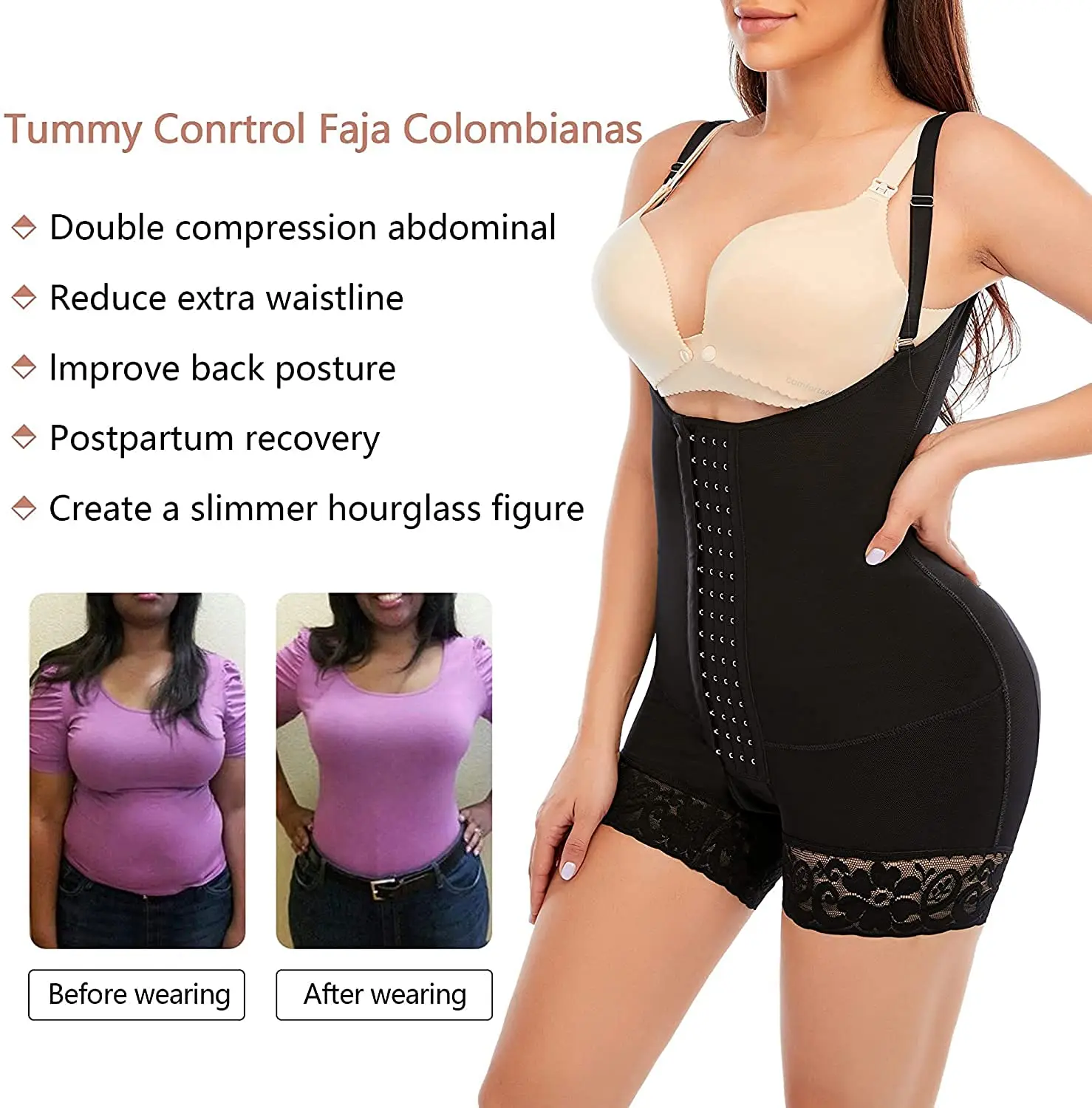 Original Women's Colombian Postpartum Sash Reducers Corset High Girdle For Post-Surgical Use Slimming Sheath Tummy Shapewear waist trainer
