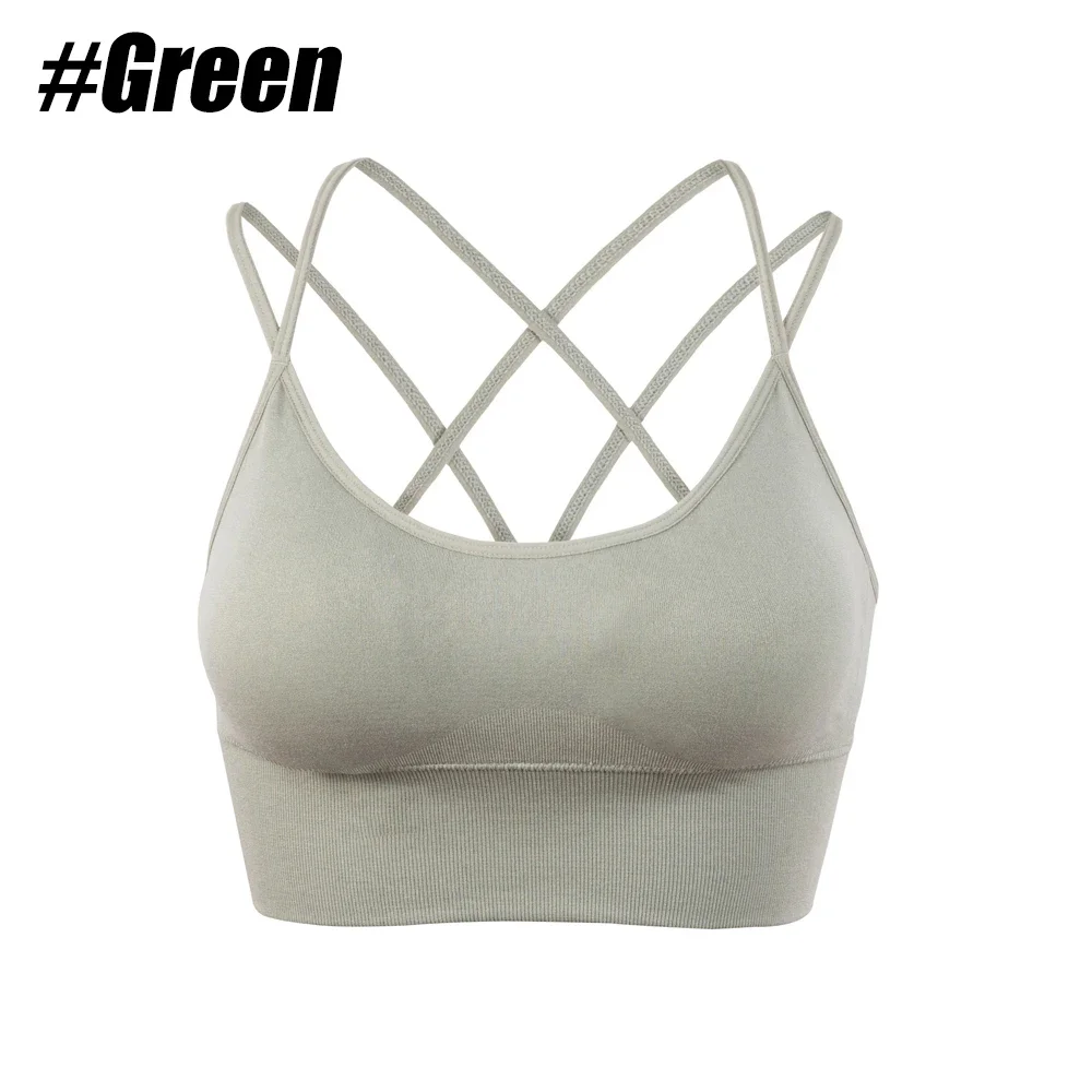 1PC Cross Back Sports Bra for Women – Padded Yoga Bralette w/Criss Cross Straps – Low Impact Workout Top for Gym,Running,Pilates
