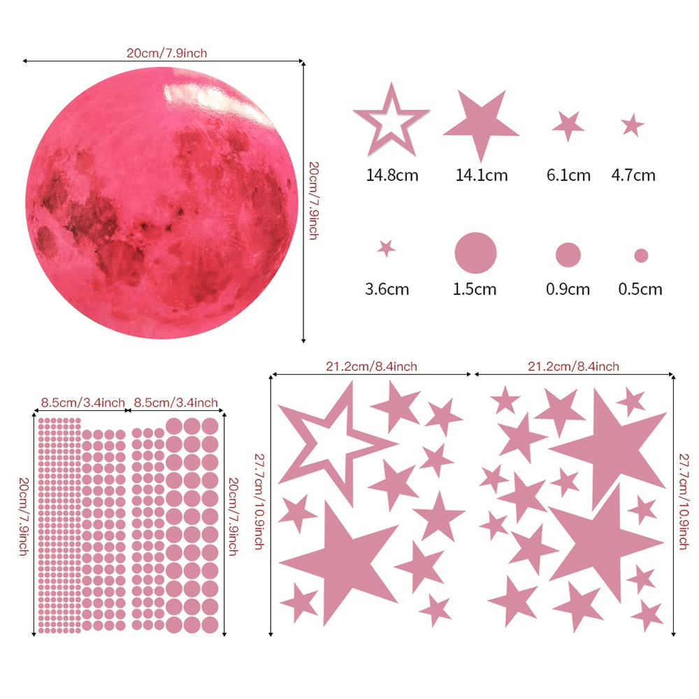 Description Picture 2 of itemLuminous Moon Stars Kids Room Wall Sticker Baby Nursery Home Decor Wall Sticker Glow in the Dark Bedroom Ceiling Glow Sticker