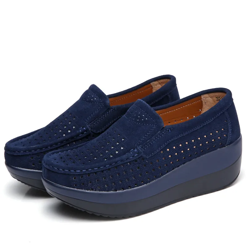 

2020 Autumn Women Flat Platform Loafers Shoes Ladies Suede Leather Footwear Casual Shoes Slip on Flats Moccasin Creepers
