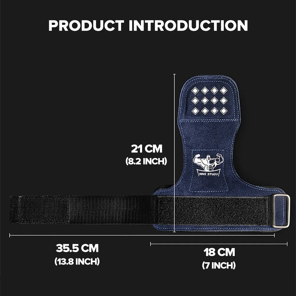 1Pair Cowhide Gym Fitness Gloves Straps Grips Anti-Skid Weight power belt Lifting Pads Protection For Deadlift Workout Exercise 6