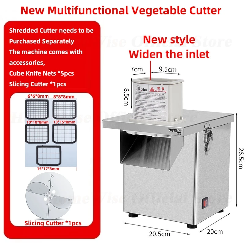 HomeWise EVEC-U Electric Vegetable Cube Cutting Machine Fruit Slicer Cutting Strip Dice Food Processor With 5 Blades 1