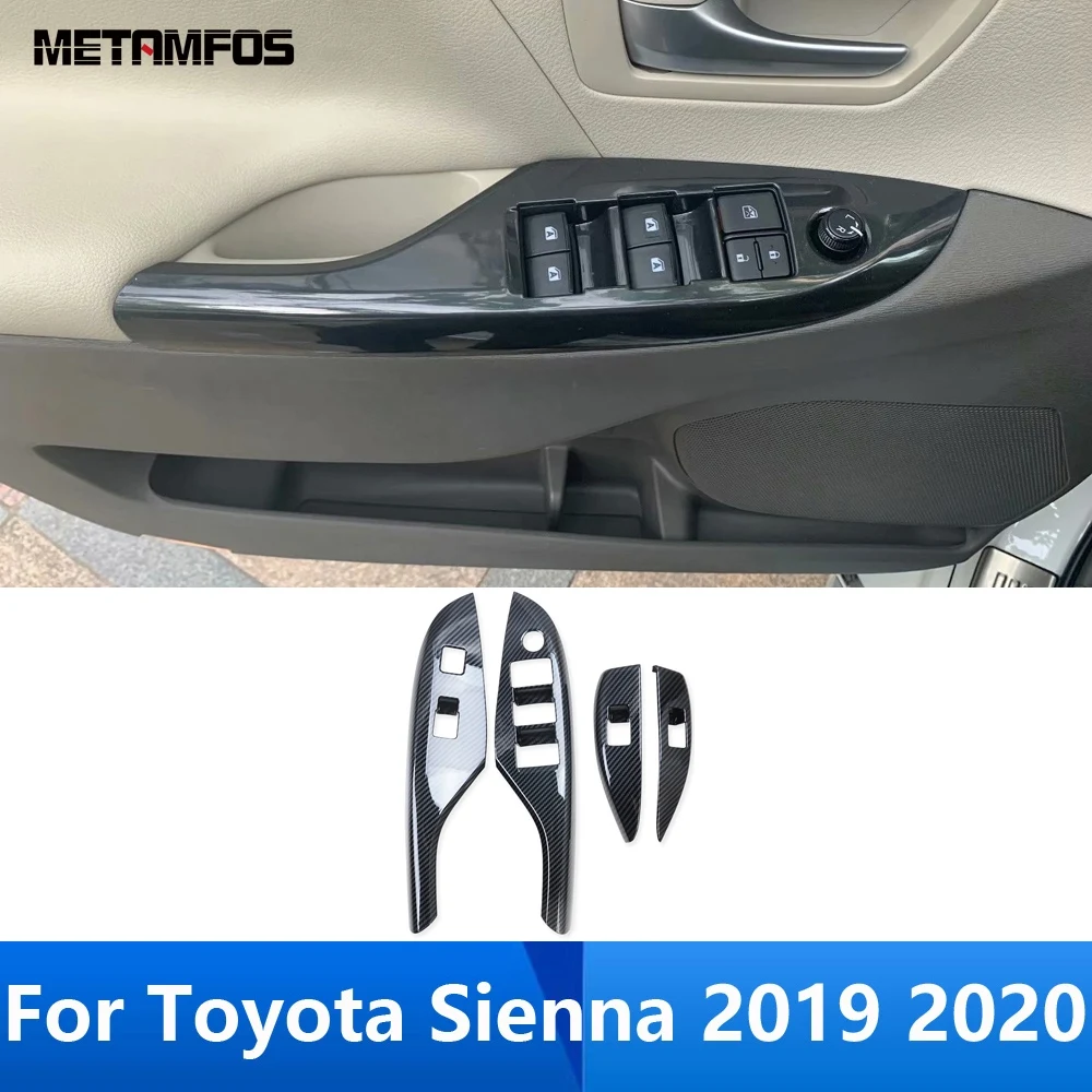 

Для Toyota Sienna 2019 2020 крышка переключателя стеклоподъемника из углеродного волокна внутренняя отделка подлокотника рамка аксессуары для интерьера автомобильный Стайлинг