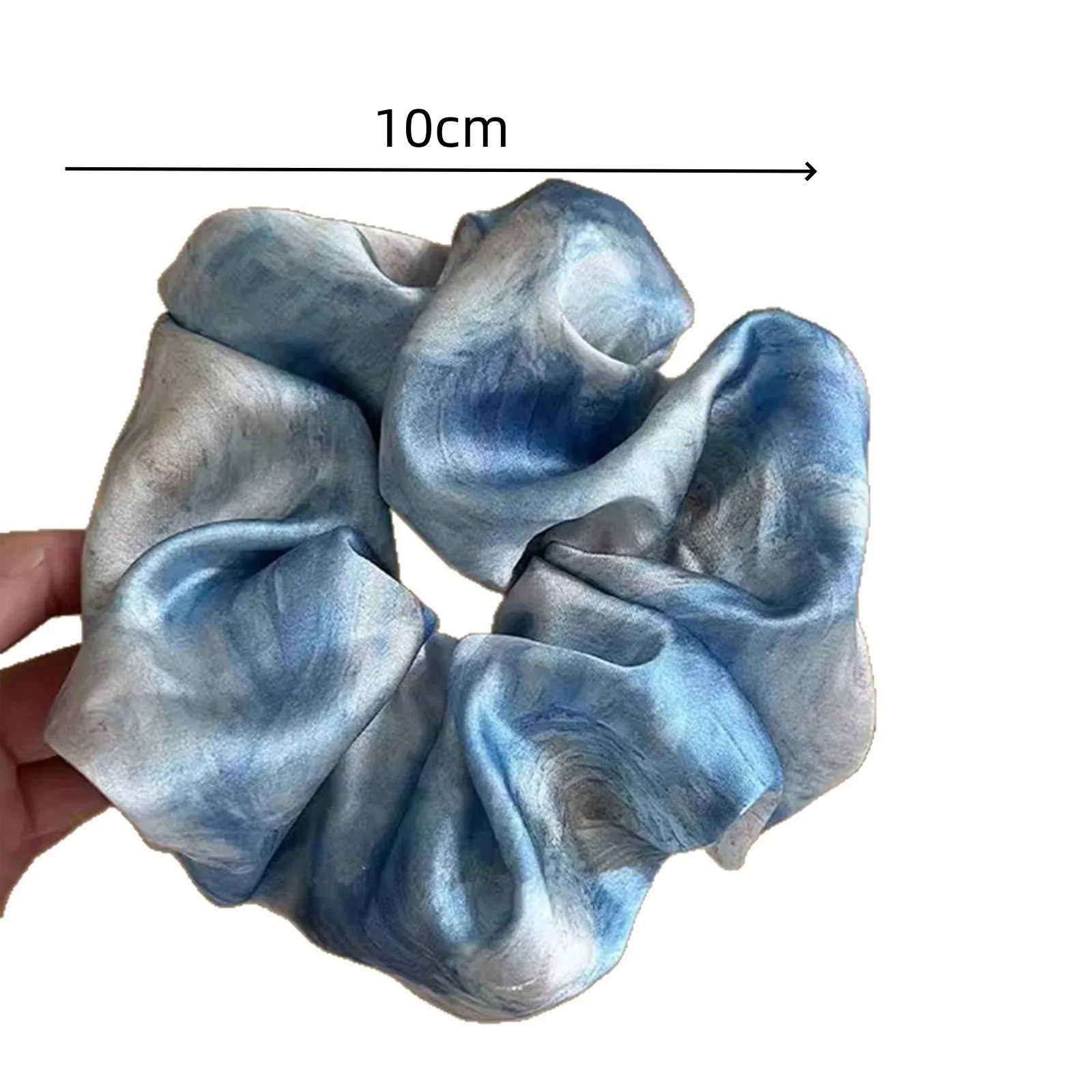 1PC Blue Watercolor Hair Scrunchie, Silk - Like Fabric Hair Tie, Elegant Hair Accessory for Women's Stylish Hairstyles