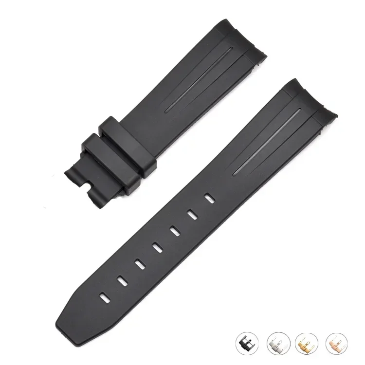 Silicone Diving Sport Watch Band – Waterproof Curved End Rubber Strap