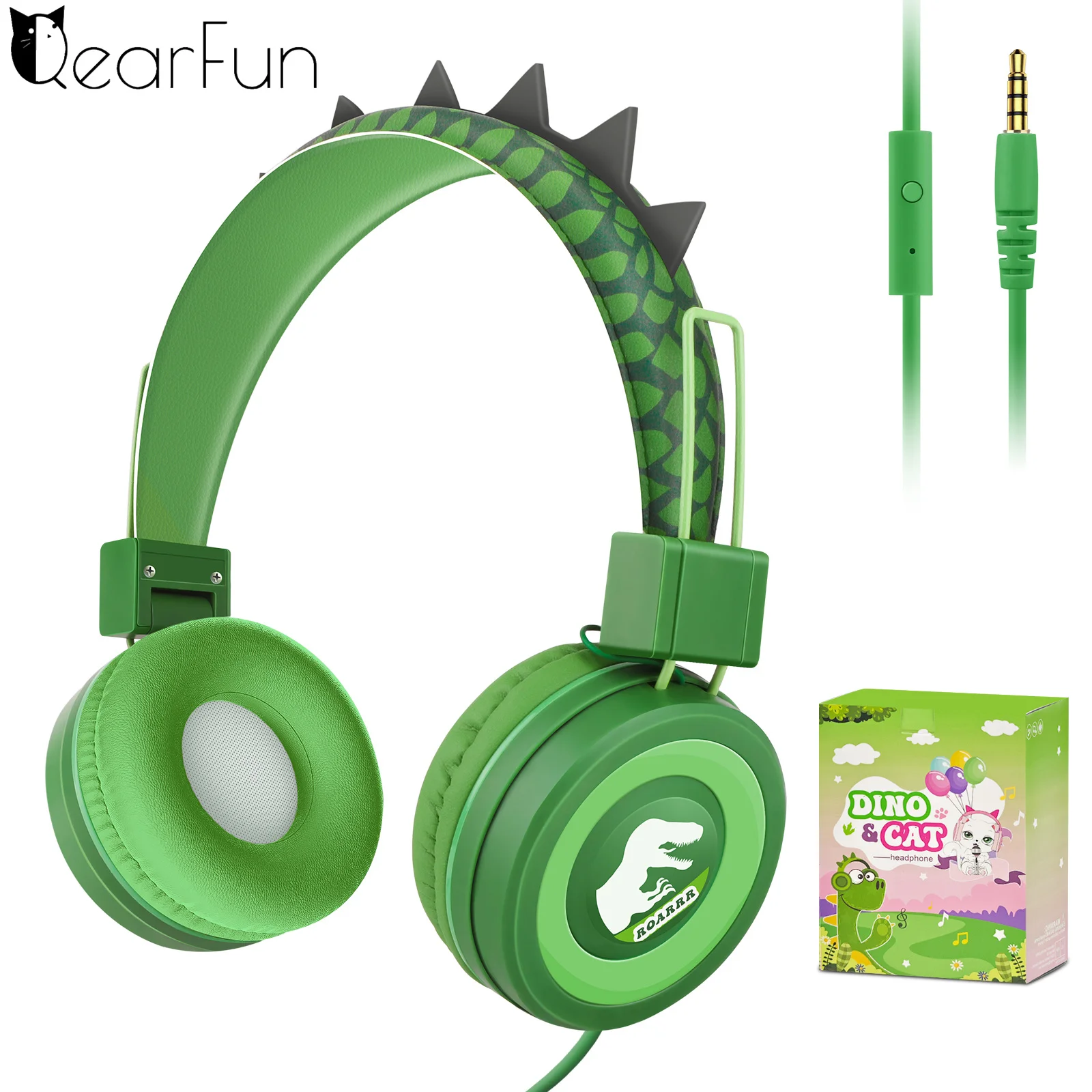 

Cute Dinosaur Kids Headphones With Mic Safe Volume 85db Stereo Sound Wired Children Headphones for Ipad Computer Kids Gifts